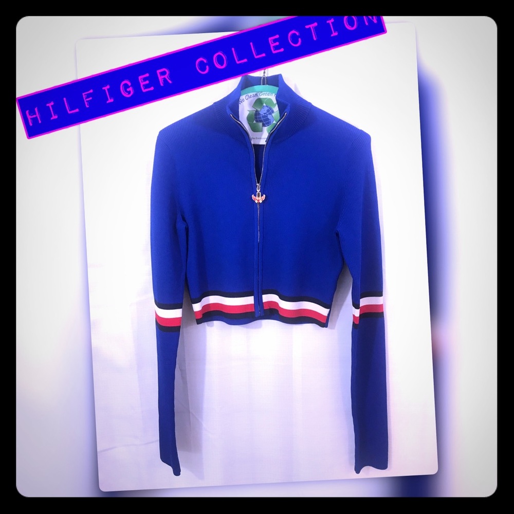 Hilfiger Collection Crop Zipped Knit Sweater